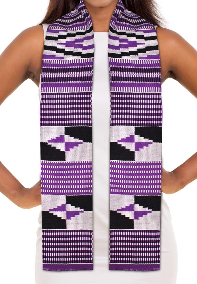 ADVANSYNC Traditional Double Weave Premium Handwoven Kente Cloth (purple)