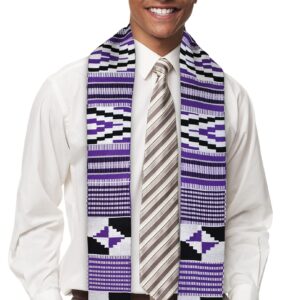 ADVANSYNC Traditional Double Weave Premium Handwoven Kente Cloth (purple)