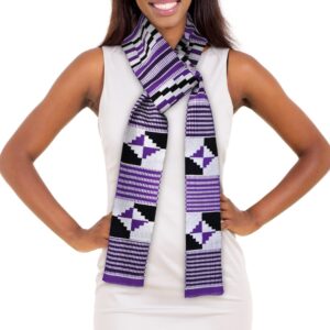 ADVANSYNC Traditional Double Weave Premium Handwoven Kente Cloth (purple)