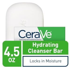 CeraVe Hydrating Cleanser Bar - Soap-Free Body and Facial Cleanser with 5% Cerave Moisturizing Cream - 4.5 Ounce Bar