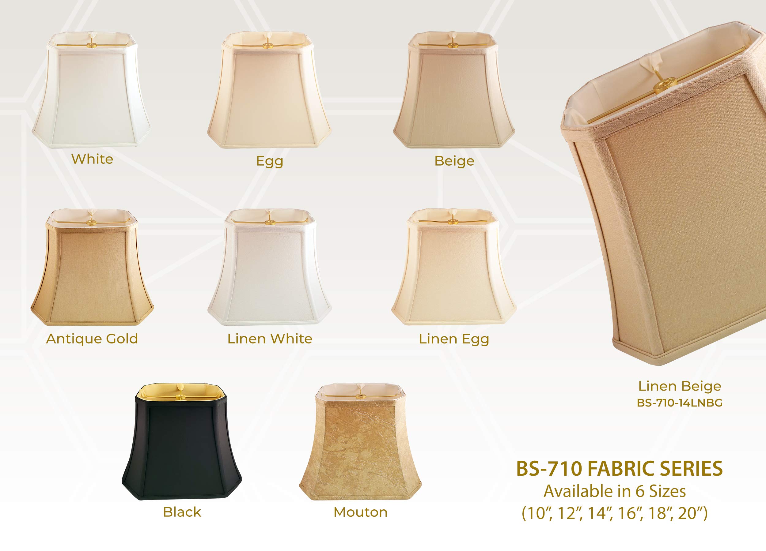 Royal Designs Rectangle Cut Corner Lamp Shade - Beige - (7 x 10) x (12.25 x 18) x 13.25