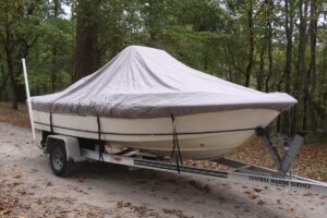 vortex heavy duty grey/gray center console boat cover for 15'7" - 17'6" boat