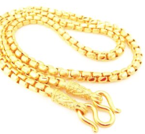 chain 22k 23k 24k thai baht gold gp necklace 24" 50 grams jewelry free earrings 1 pair