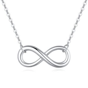 LAVISHE Rhodium Plated 925 Sterling Silver Infinity Necklaces for Women, 18 Inch