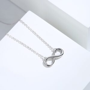 LAVISHE Rhodium Plated 925 Sterling Silver Infinity Necklaces for Women, 18 Inch