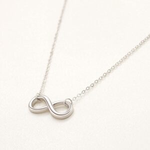 LAVISHE Rhodium Plated 925 Sterling Silver Infinity Necklaces for Women, 18 Inch