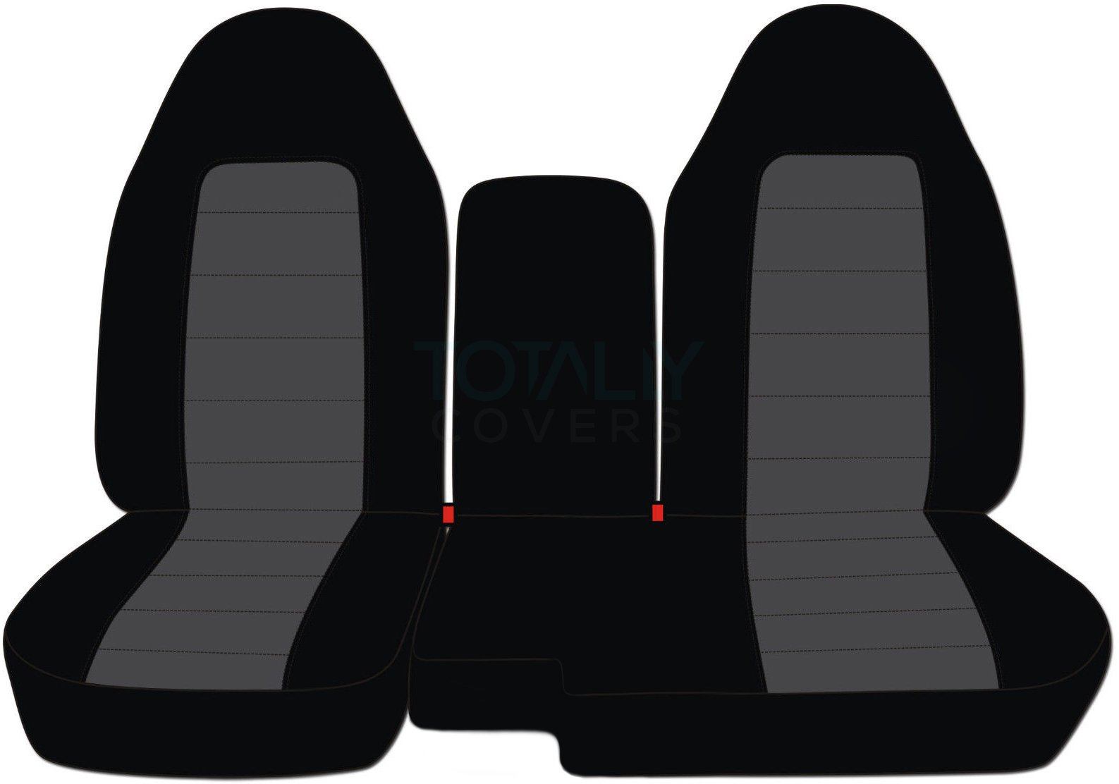 Totally Covers compatible with 2004-2012 Ford Ranger/Mazda B-Series Two-Tone Truck Seat Covers (60/40 Split Bench) w Center Console/Armrest Cover: Black & Charcoal (21 Colors)