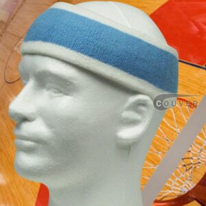 Couver Premium Quality 2 Color Thick Large Wide Headband pro Basketball - White/Sky Blue/White[1 Piece]