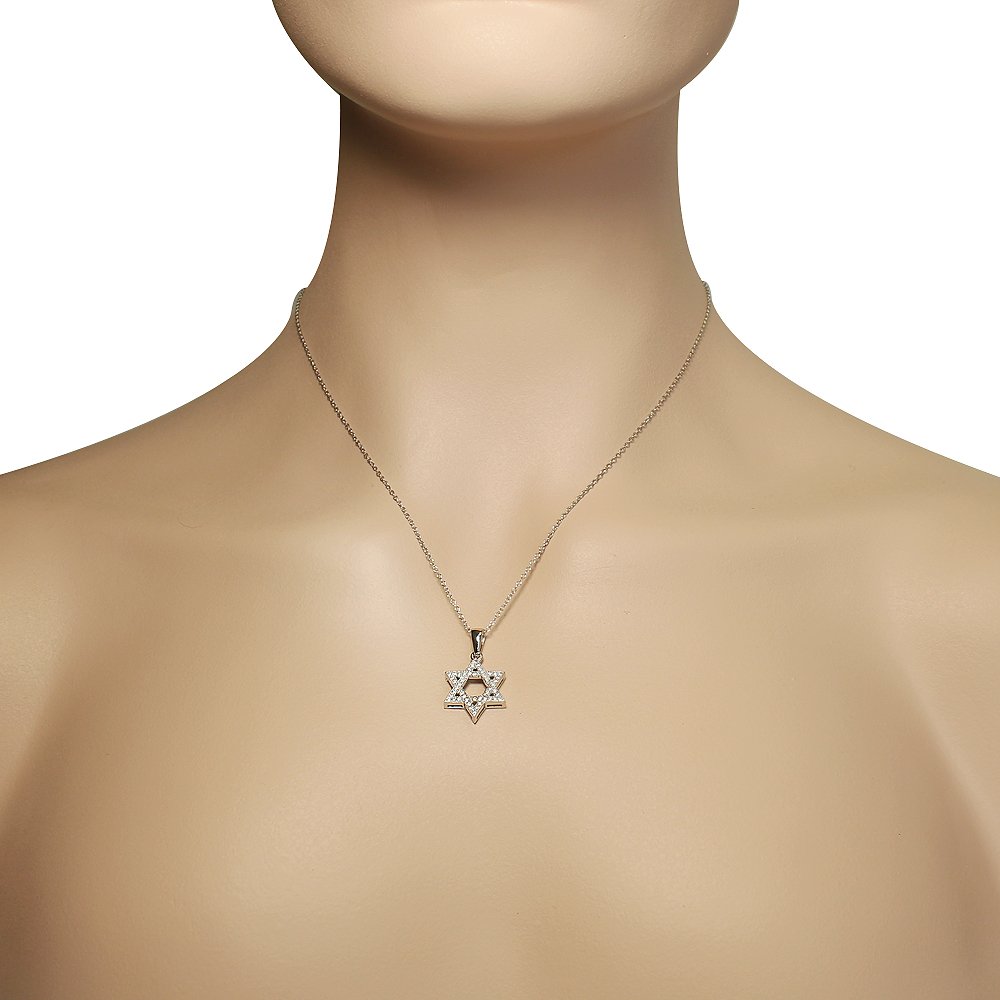 My Daily Styles 925 Sterling Silver Jewish Star of David White CZ Pendant Necklace