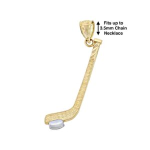 Gold Hockey Pendants Charms - 10 Karat Gold - Hockey Sport Jewelry - Gold Pendant (Style 3)