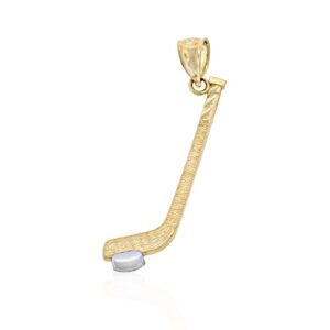 gold hockey pendants charms - 10 karat gold - hockey sport jewelry - gold pendant (style 3)