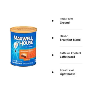 Maxwell House Breakfast Blend Ground Coffee, Light Roast, 11 Ounce Canister