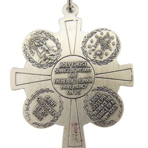 HMHReligiousMfg Sterling Silver 4-Way Medal Pendant with Latin Cross Center, 1 1/4 Inch