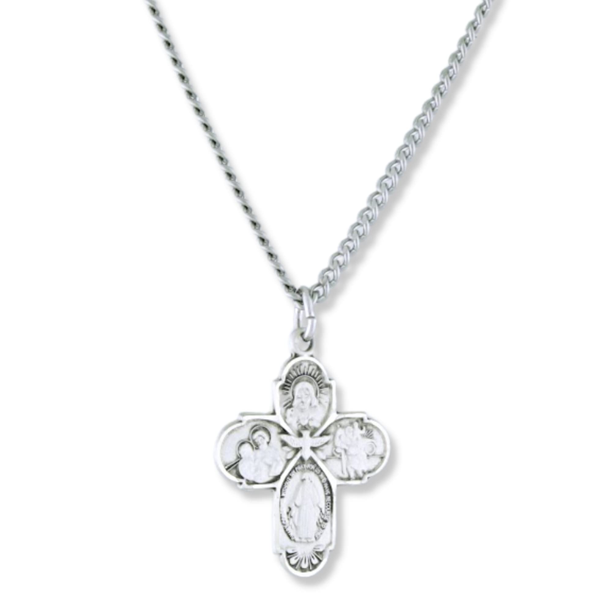 HMHReligiousMfg Sterling Silver 4-Way Medal Trinity Edge Cross Pendant, 13/16 Inch