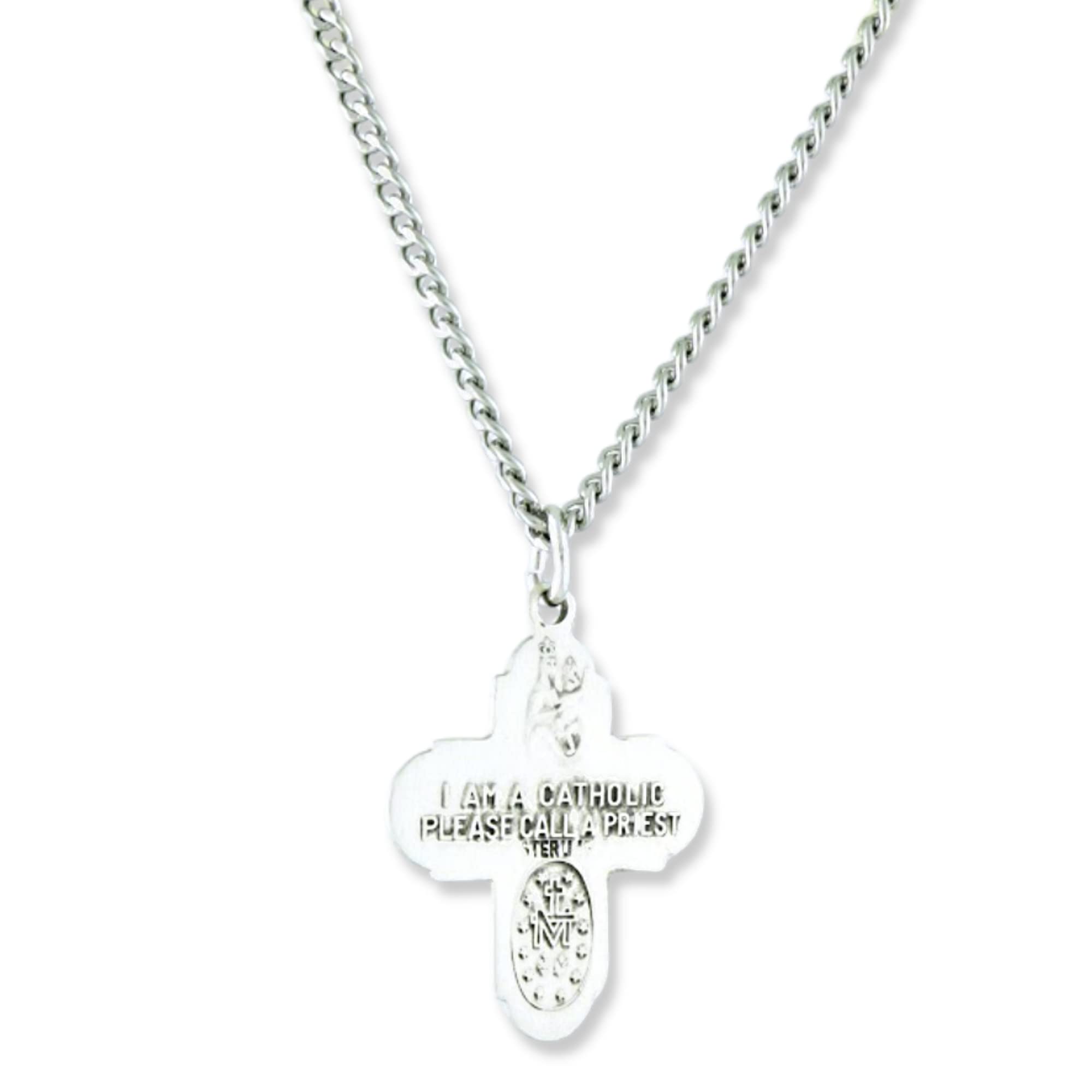 HMHReligiousMfg Sterling Silver 4-Way Medal Trinity Edge Cross Pendant, 13/16 Inch