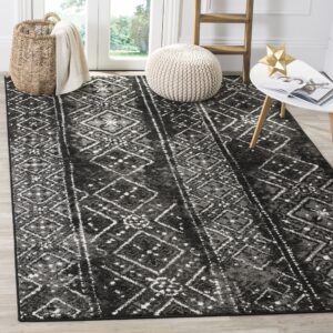 SAFAVIEH Adirondack Collection Area Rug - 5'1" x 7'6", Black & Silver, Moroccan Boho Distressed Design, Non-Shedding & Easy Care, Ideal for High Traffic Areas in Living Room, Bedroom (ADR111C)