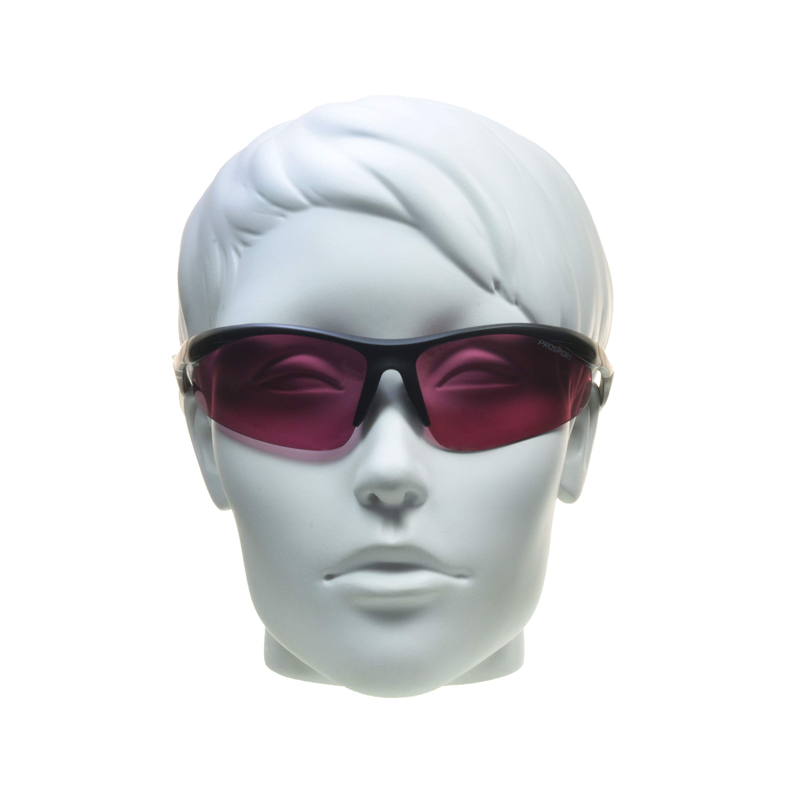 proSPORT Rose Pink Tinted Polarized Sport Sunglass Durable TR90 Black Frame Non Slip Rubber Nose & Ear Pieces.