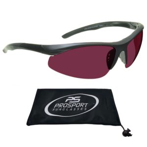 proSPORT Rose Pink Tinted Polarized Sport Sunglass Durable TR90 Black Frame Non Slip Rubber Nose & Ear Pieces.