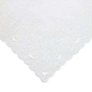 CTM® Women's Soft Cotton Bridal Heart Embroidered Handkerchief, White