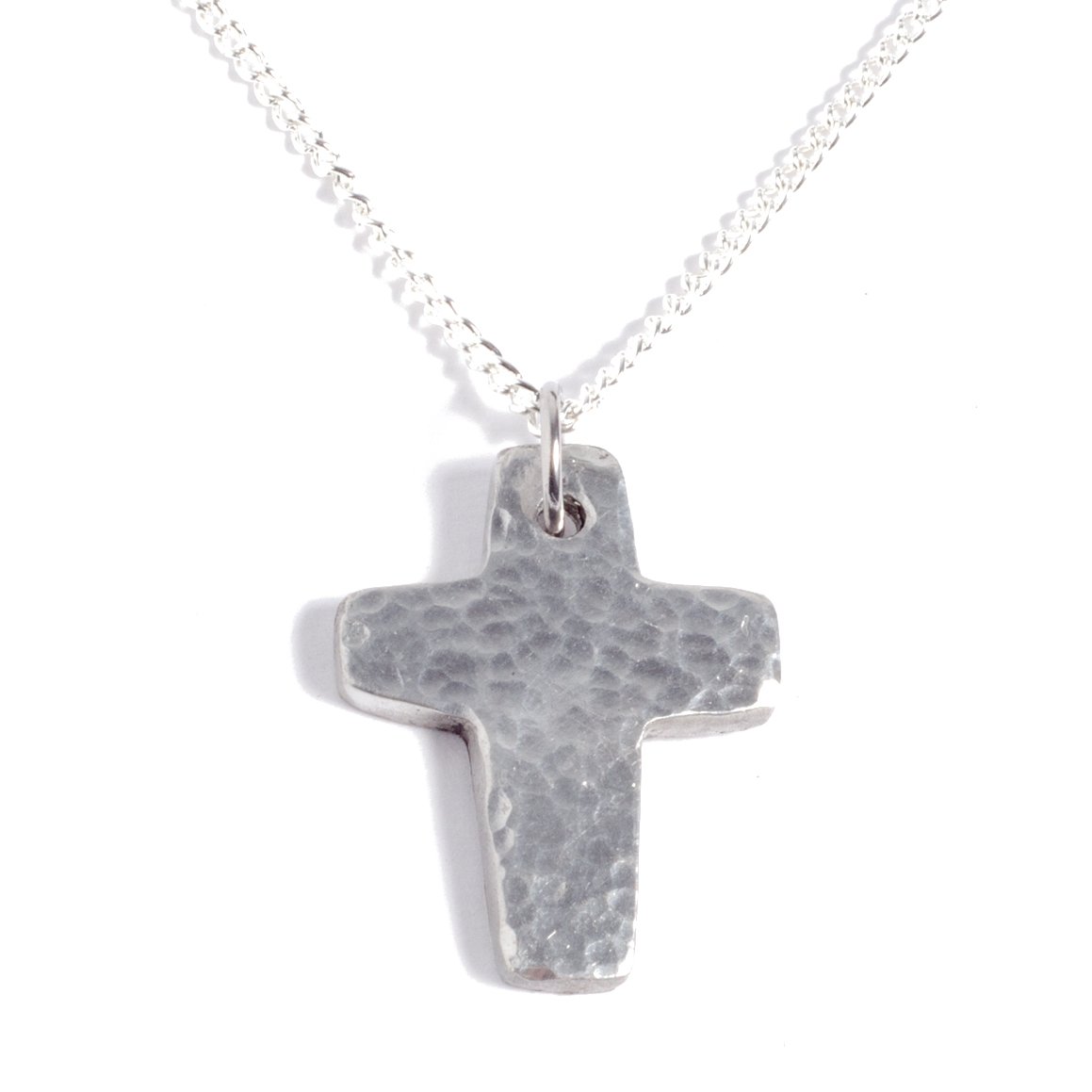 Anniversary 10th Wedding - Hammered Pure Tin Cross Pendant