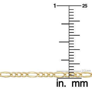 Kooljewelry 10k Yellow Gold Figaro Link Bracelet for Women (2.3 mm, 7.5 inch)