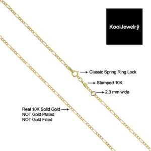 Kooljewelry 10k Yellow Gold Figaro Link Bracelet for Women (2.3 mm, 7.5 inch)