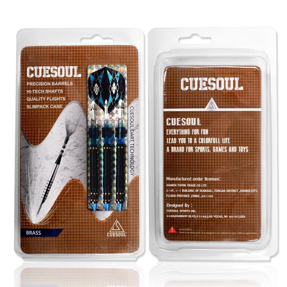 CUESOUL 16 Grams Soft Tip Darts Set with Dart Case - Brass Barrels