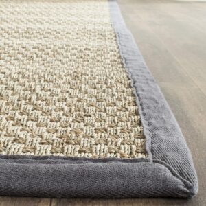 SAFAVIEH Natural Fiber Collection Area Rug - 5' x 8', Natural & Dark Grey, Border Basketweave Seagrass Design, Easy Care, Ideal for High Traffic Areas in Living Room, Bedroom (NF114Q)