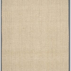 SAFAVIEH Natural Fiber Collection Area Rug - 5' x 8', Natural & Dark Grey, Border Basketweave Seagrass Design, Easy Care, Ideal for High Traffic Areas in Living Room, Bedroom (NF114Q)