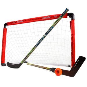 franklin sports 36" nhl hockey goal with 2 sticks - youth hockey goal and stick set - official nhl product