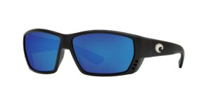 costa del mar man sunglasses, matte black frame - blue mirror lenses - 62mm