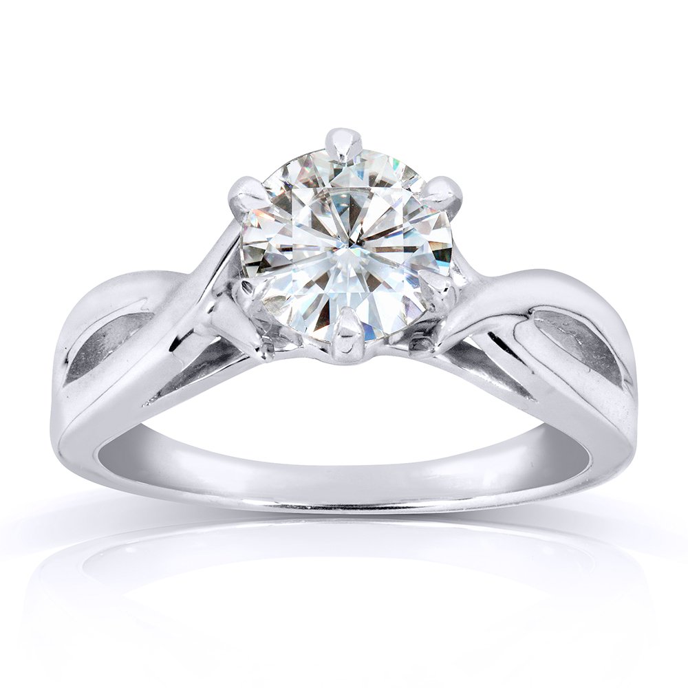 Kobelli Round Moissanite Solitaire Engagement Ring 1 CTW 14k White Gold, Size 5