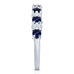 Kobelli Diamond and Blue Sapphire Band 1 carat (ctw) in 14k White Gold, Size 5.5, White Gold