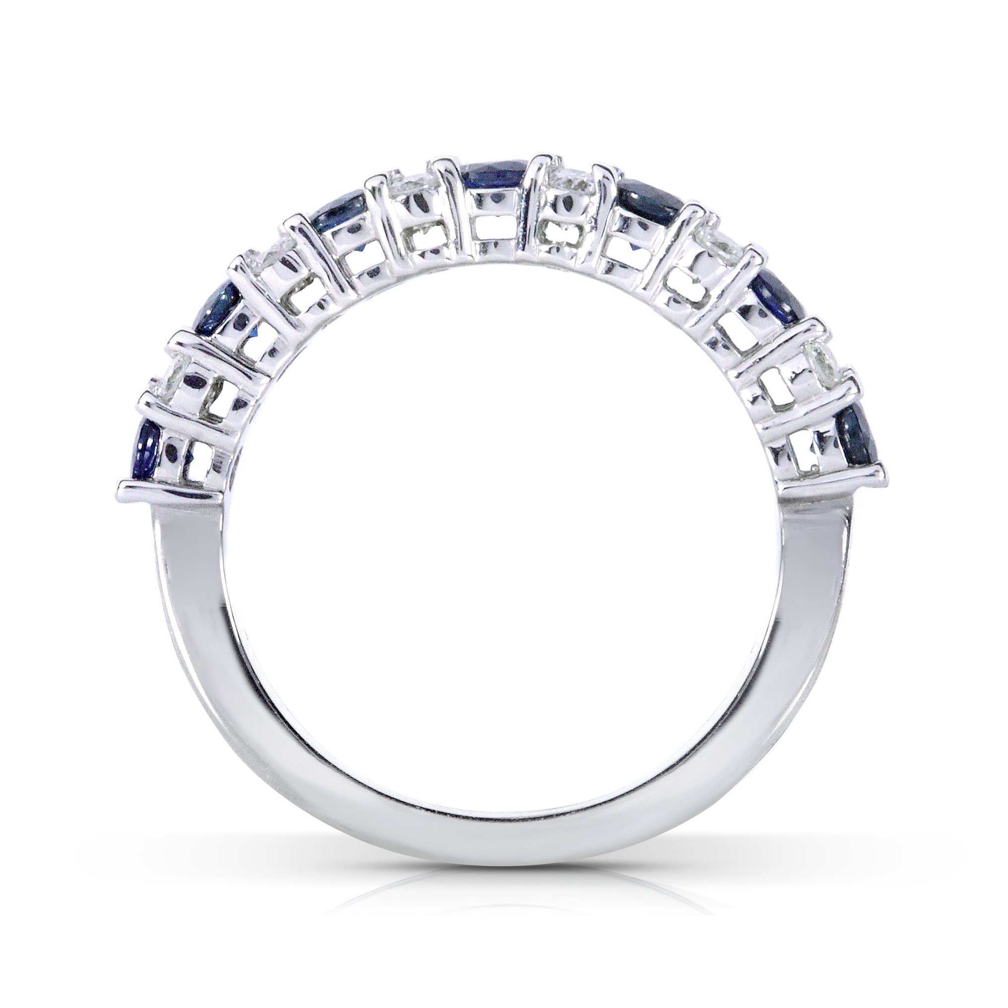 Kobelli Diamond and Blue Sapphire Band 1 carat (ctw) in 14k White Gold, Size 5.5, White Gold