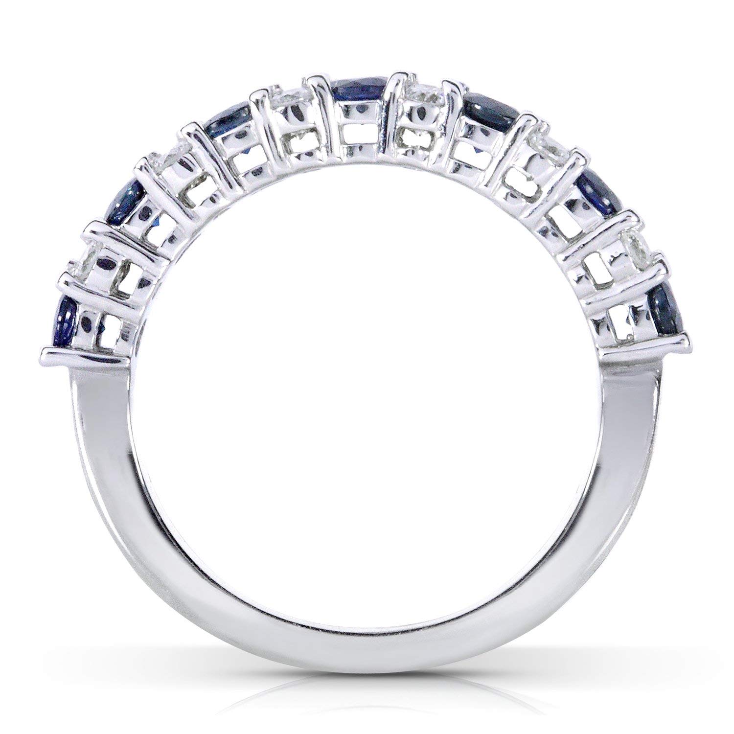 Kobelli Diamond and Blue Sapphire Band 1 carat (ctw) in 14k White Gold, Size 6, White Gold