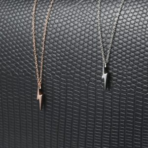 Delicate Minimalist Geometric Zig Zag Flash Lightning Bolt Pendant Necklace For Women For Teen 14K Gold Plated .925 Sterling Silver