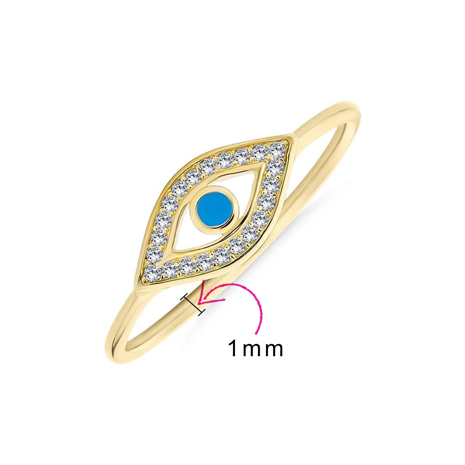 Bling Jewelry Minimalist 14K Rose Gold Plated .925 Sterling Silver Midi Knuckle 1MM Band Stackable Delicate CZ Halo Evil Eye Ring For Women Teen