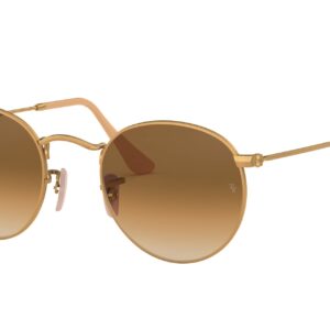 Ray-Ban Rb3447 Round Metal Sunglasses, Matte Gold/Clear Gradient Brown, 50 mm