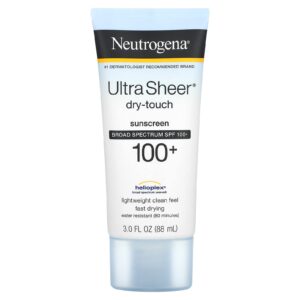 neutrogena ultra sheer dry-touch water resistant and non-greasy sunscreen lotion with broad spectrum spf 100+, 3 fl. oz