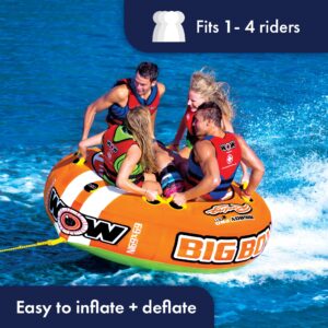 WOW Sports World of Watersports Big Boy 1 2 3 or 4 Person Inflatable Racing Towable Tube for Boating, 15-1130