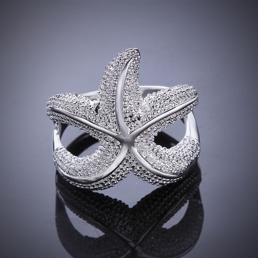 LZD Sterling Silver Plated Fashion Ring Women Starfish B368 (8)