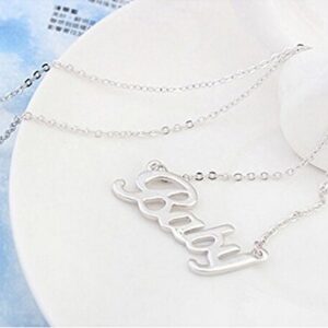 AIHIQI Fashion White Chain Letter Pendant Choker Necklace (Baby Letter)