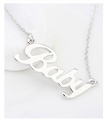 AIHIQI Fashion White Chain Letter Pendant Choker Necklace (Baby Letter)