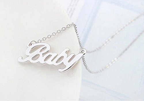 AIHIQI Fashion White Chain Letter Pendant Choker Necklace (Baby Letter)