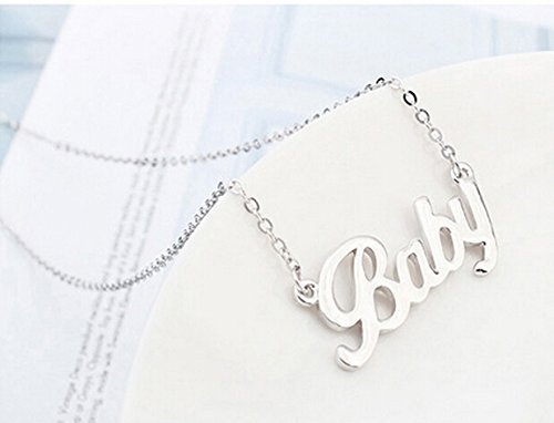 AIHIQI Fashion White Chain Letter Pendant Choker Necklace (Baby Letter)