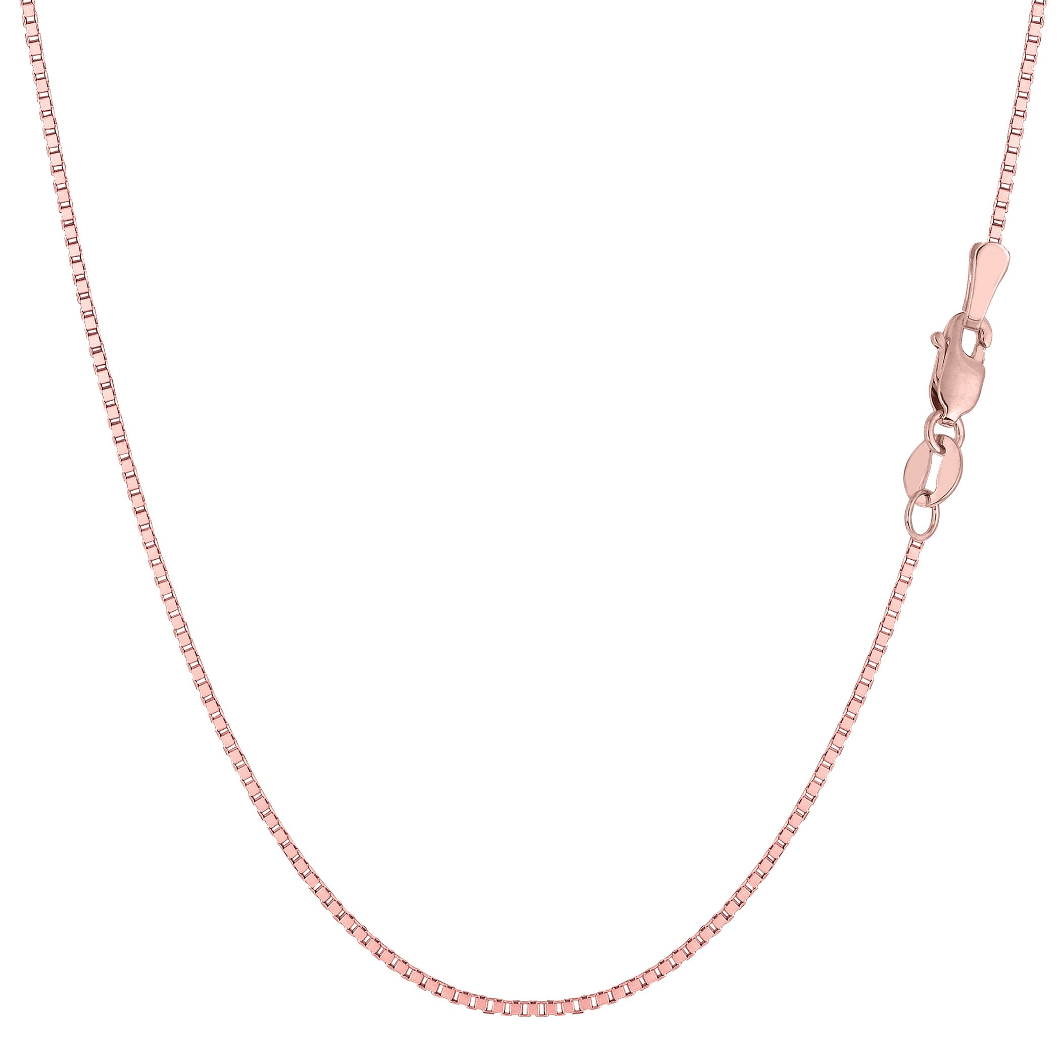 Jewelry Affairs 14k Rose Solid Real Gold Mirror Box Chain Necklace, 0.6mm, 20"