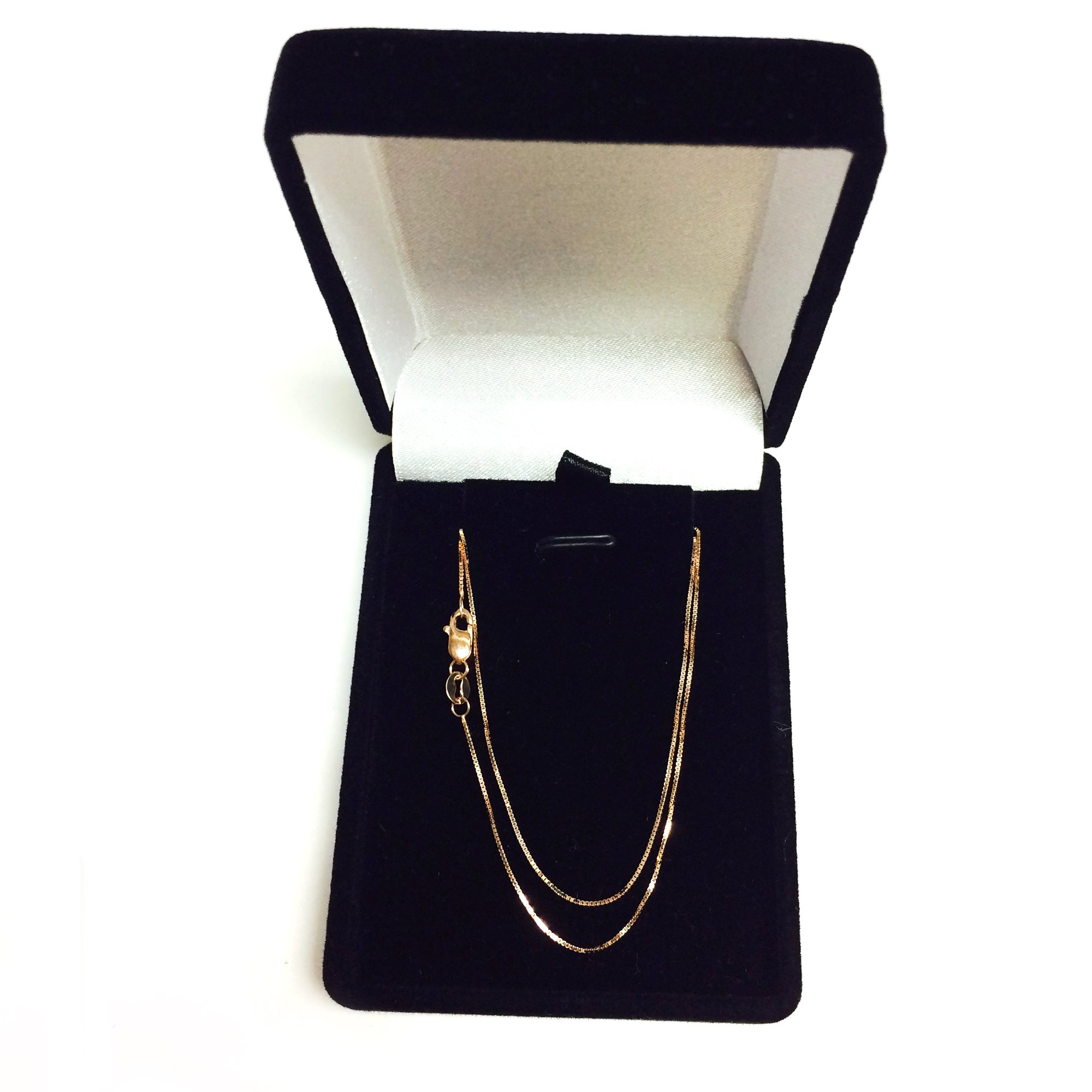 Jewelry Affairs 14k Rose Solid Real Gold Mirror Box Chain Necklace, 0.6mm, 20"