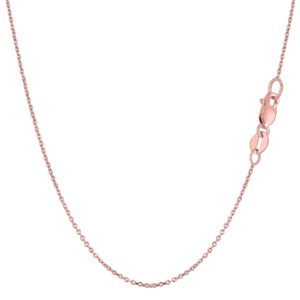 Jewelry Affairs 14k Rose Solid Real Gold Cable Link Chain Necklace, 0.8mm, 20"