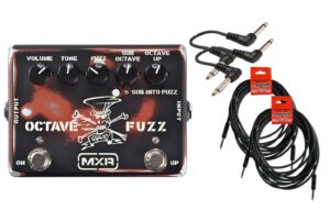 mxr sf01 slash octave fuzz cable bundle w/ 4 free items: 2x 18.6' strukture cables, 2x hosa patch cables