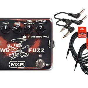 MXR SF01 Slash Octave Fuzz Cable Bundle w/ 4 free Items: 2x 18.6' Strukture Cables, 2x Hosa Patch Cables